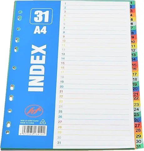 Plastic File Dividers 6 Tabs Numbered  6 -  2  -  31