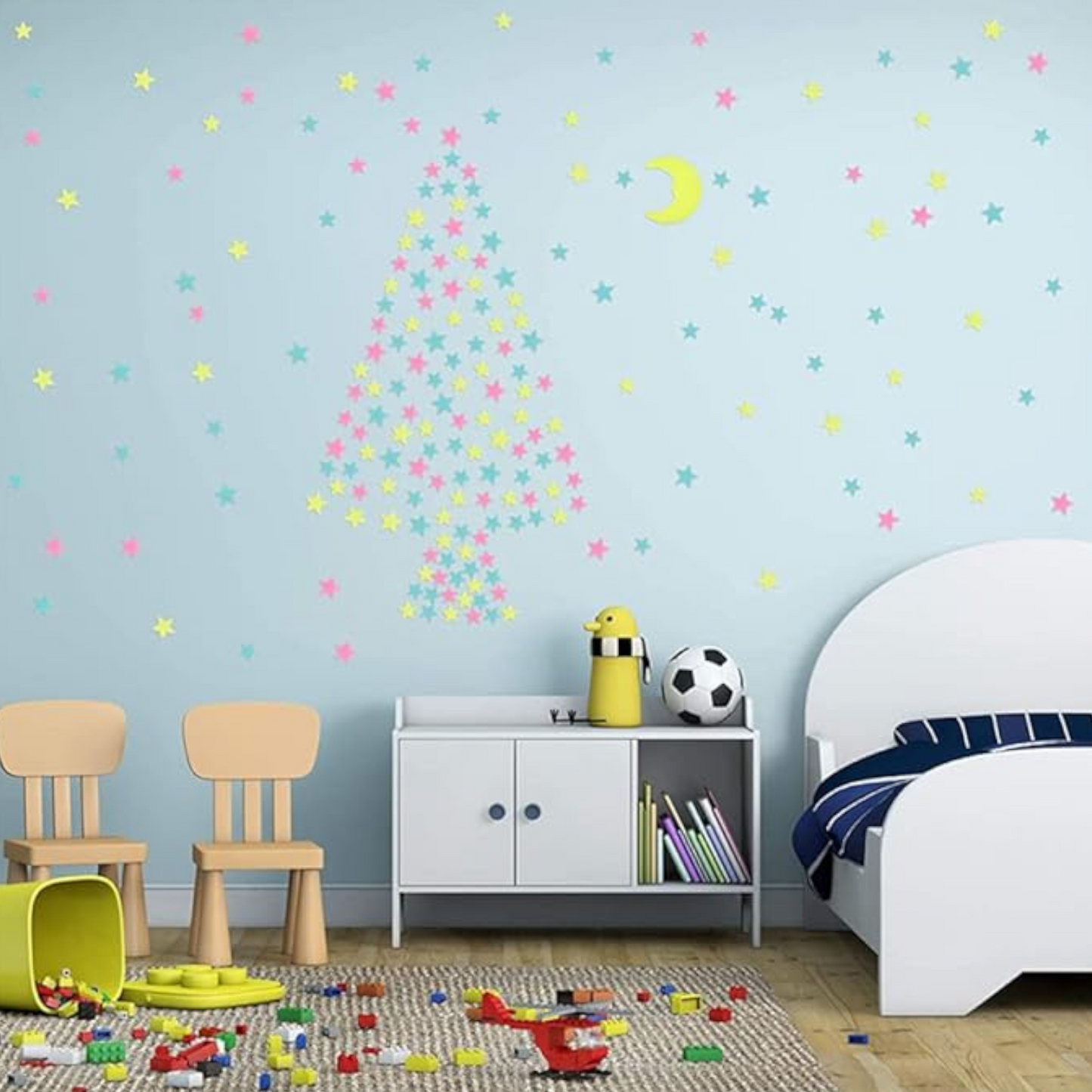 100pcs Plastic 3D Stars Glow in the Dark Stickers