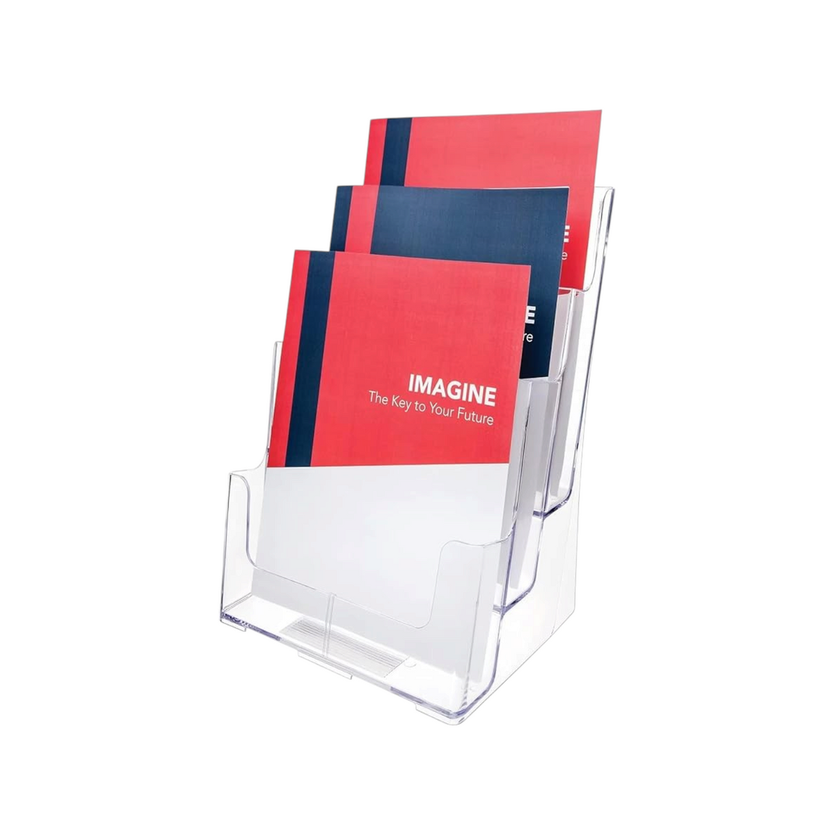 Elite Stationery House crystal clear A5 3-tier portrait literature holder for countertop display