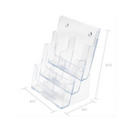 Elite Stationery House clear acrylic 3-tier literature display holder for wall or desktop use.