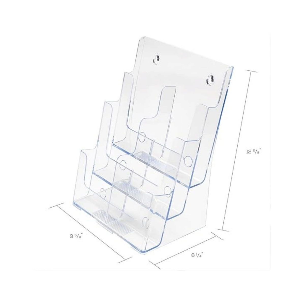 Elite Stationery House clear acrylic 3-tier literature display holder for wall or desktop use.