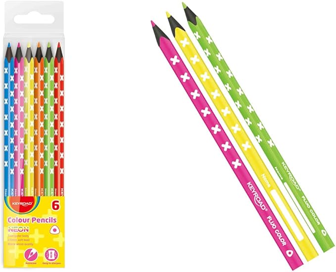 Keyroad Pencil Colors, Triangle, 6 Metalic Colors 3 Different Shades