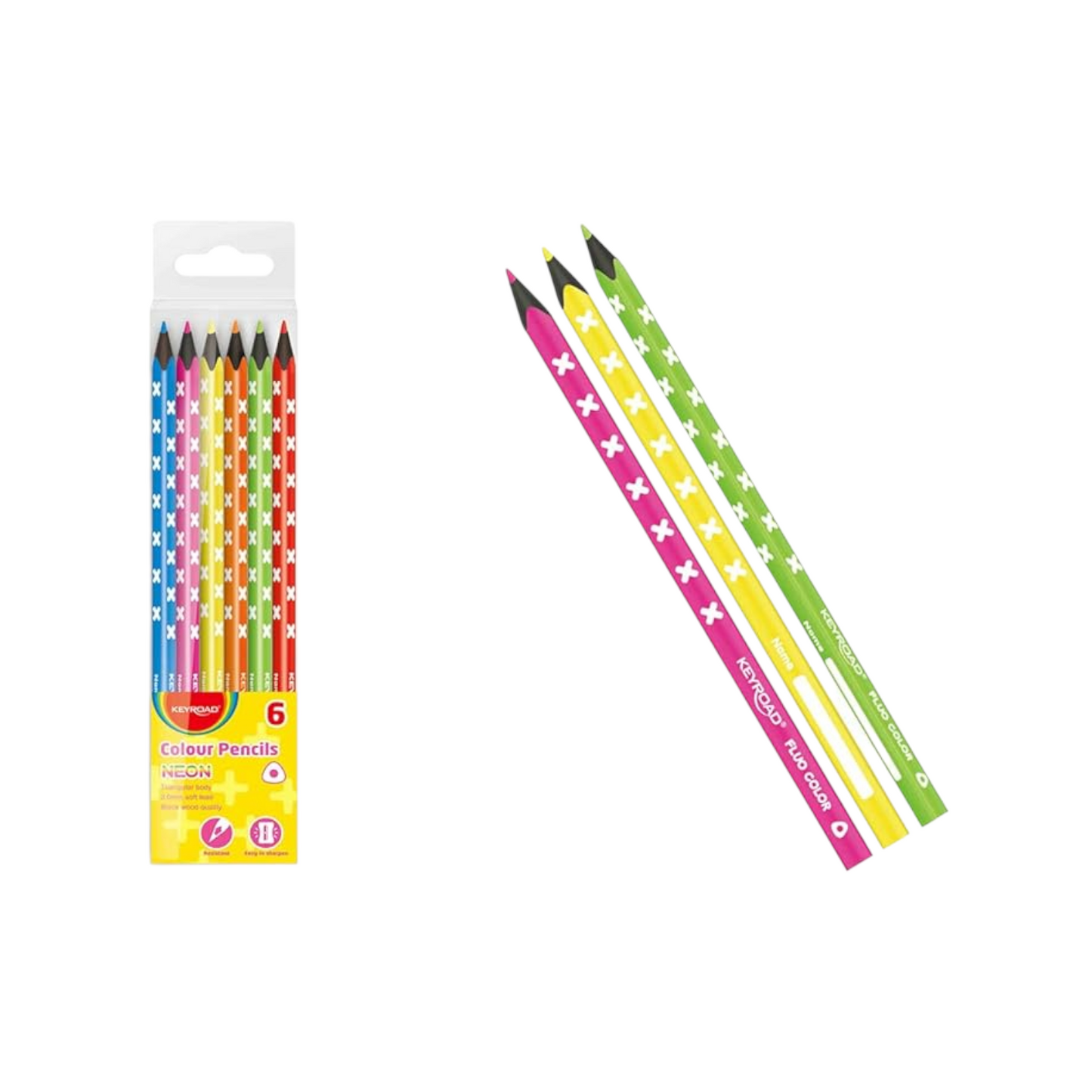 Keyroad Metalic, Neon &amp; Pastel Colored Pencils, 6 Colors, 3 Shades