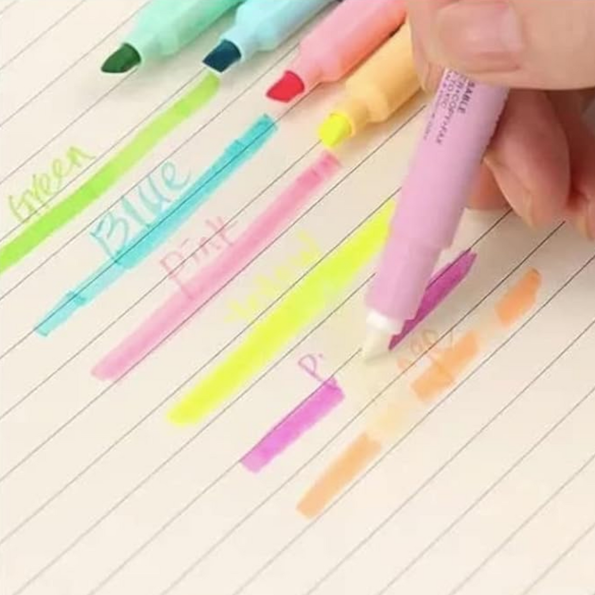 6 Colors Double Sided Erasable Highlighter Set