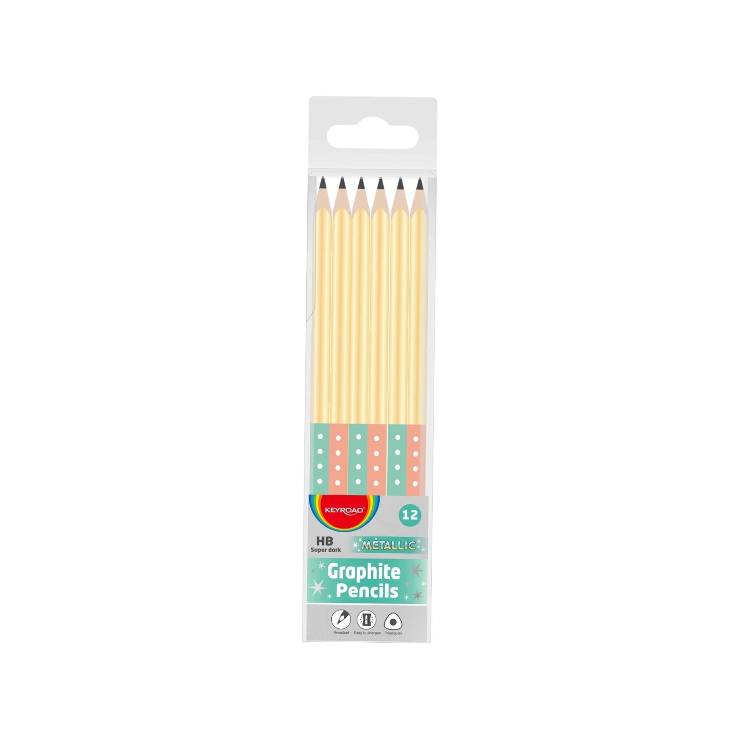 Keyroad Triangular Pencil with Eraser, Pastel, HB – Model KR972943