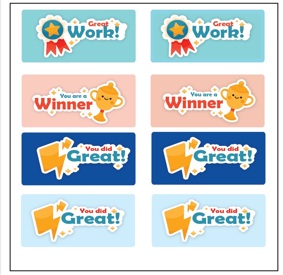 Pack of 4 Motivational Stickers Sheets