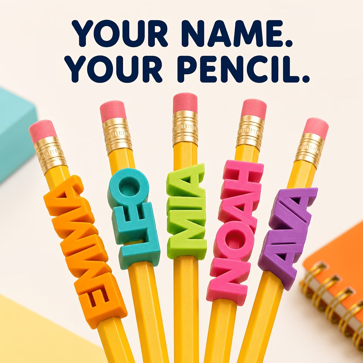 3 Pcs. Customized Letter Pencil Decoration Accessories ( max 6 letters )