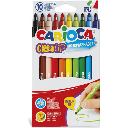 Carioca Creatip Medium Felt Tip Pens, 10 items
