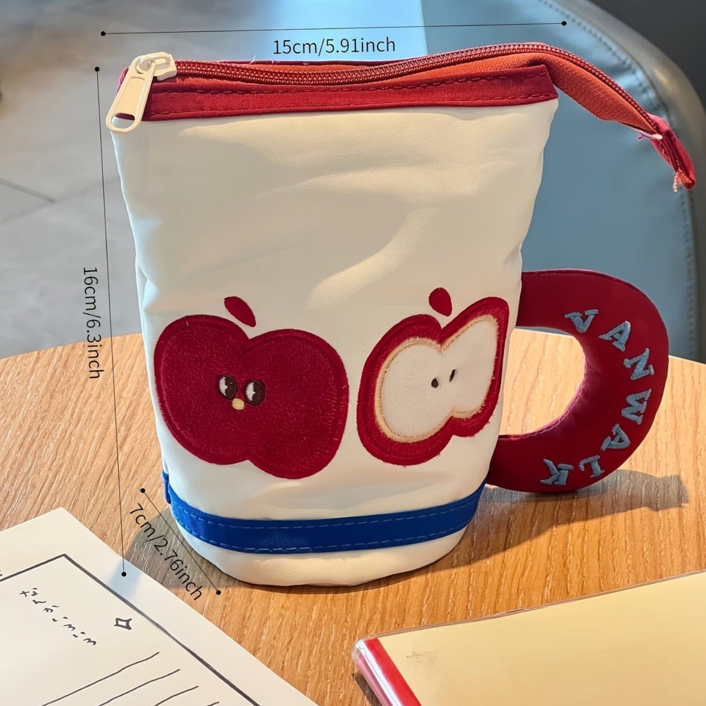 Creative Apple-Shaped Large Capacity Pencil Case, Cute Cup Pen Holder