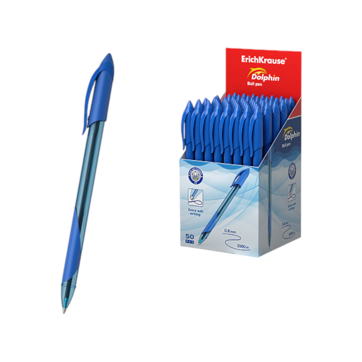 Ballpoint pen Erich Krause Dolphin Stick & Grip Classic 1.2mm Ink Color: Blue
