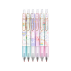 Elite Stationery House 0.5mm pastel gel pens with cute assorted character designs and translucent colored grips.