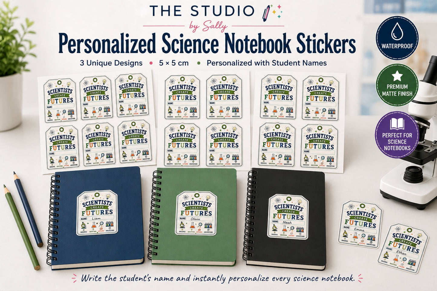 Official Junior Scientist Personalized Notebook Sticker