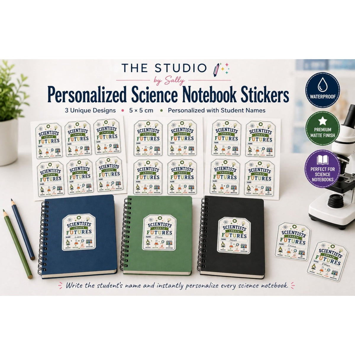Official Junior Scientist Personalized Notebook Sticker