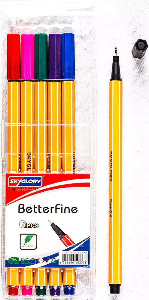 SkyGlory Rollerball pens, 6 Pens, Fine pen