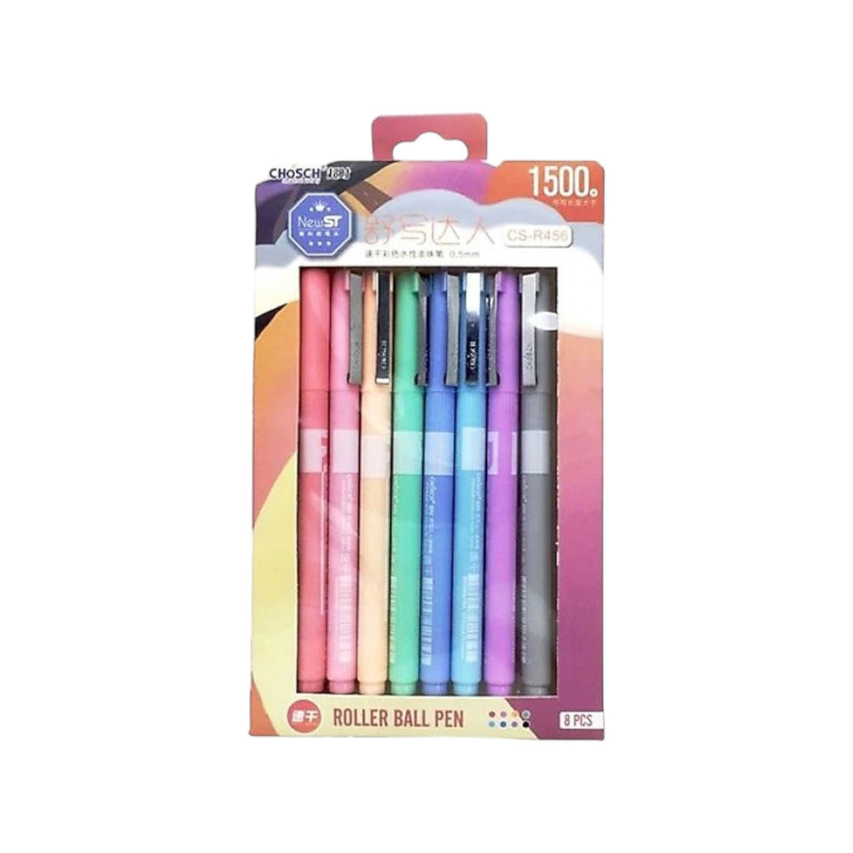 Chosch Roller Pen Set, 8 Pastel Colors CS-R456