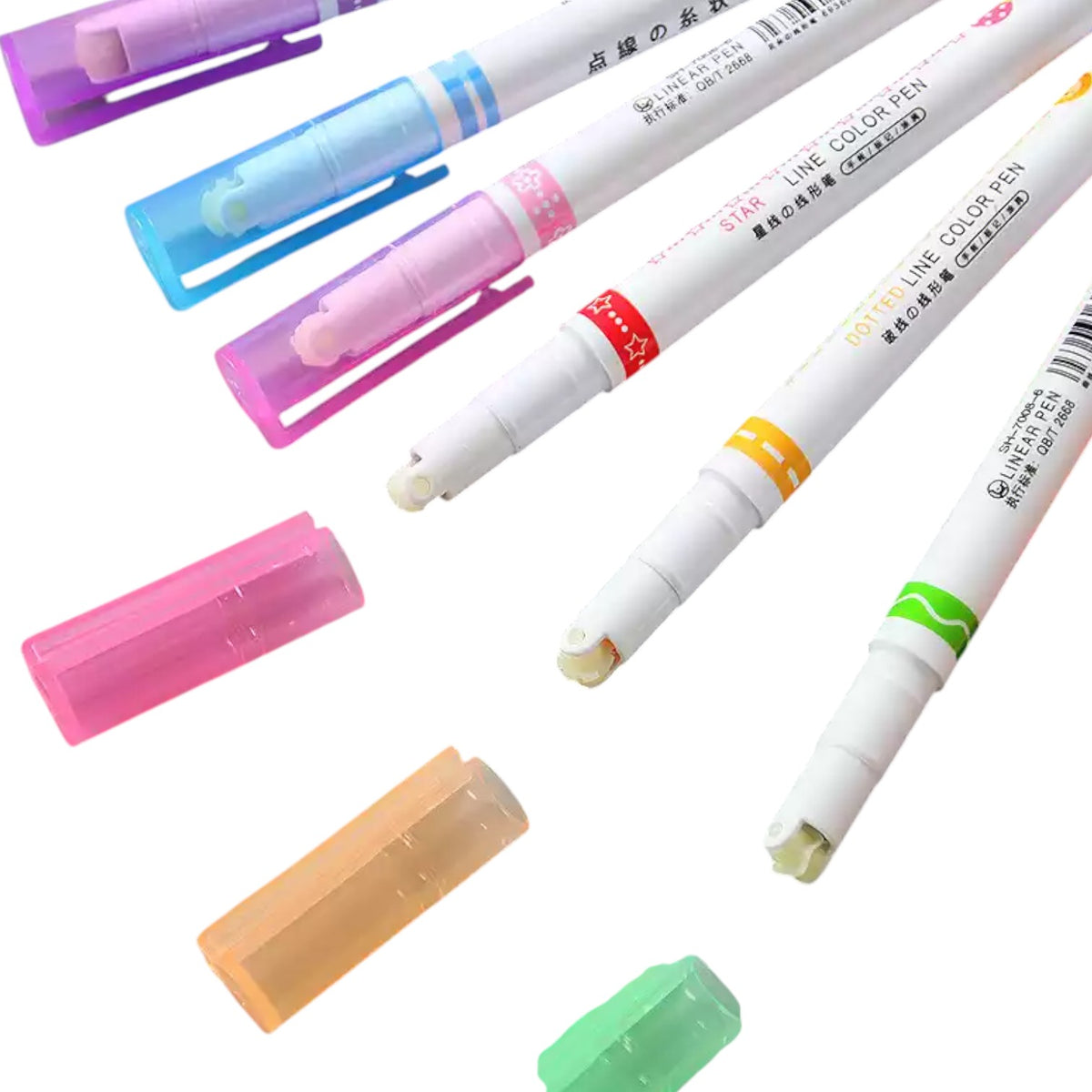 Linear Roller Color Pens Highlighters with 6 Different Curve Shapes Designer Roller Curve Highlighter Pens For Study Highlighter Pens
