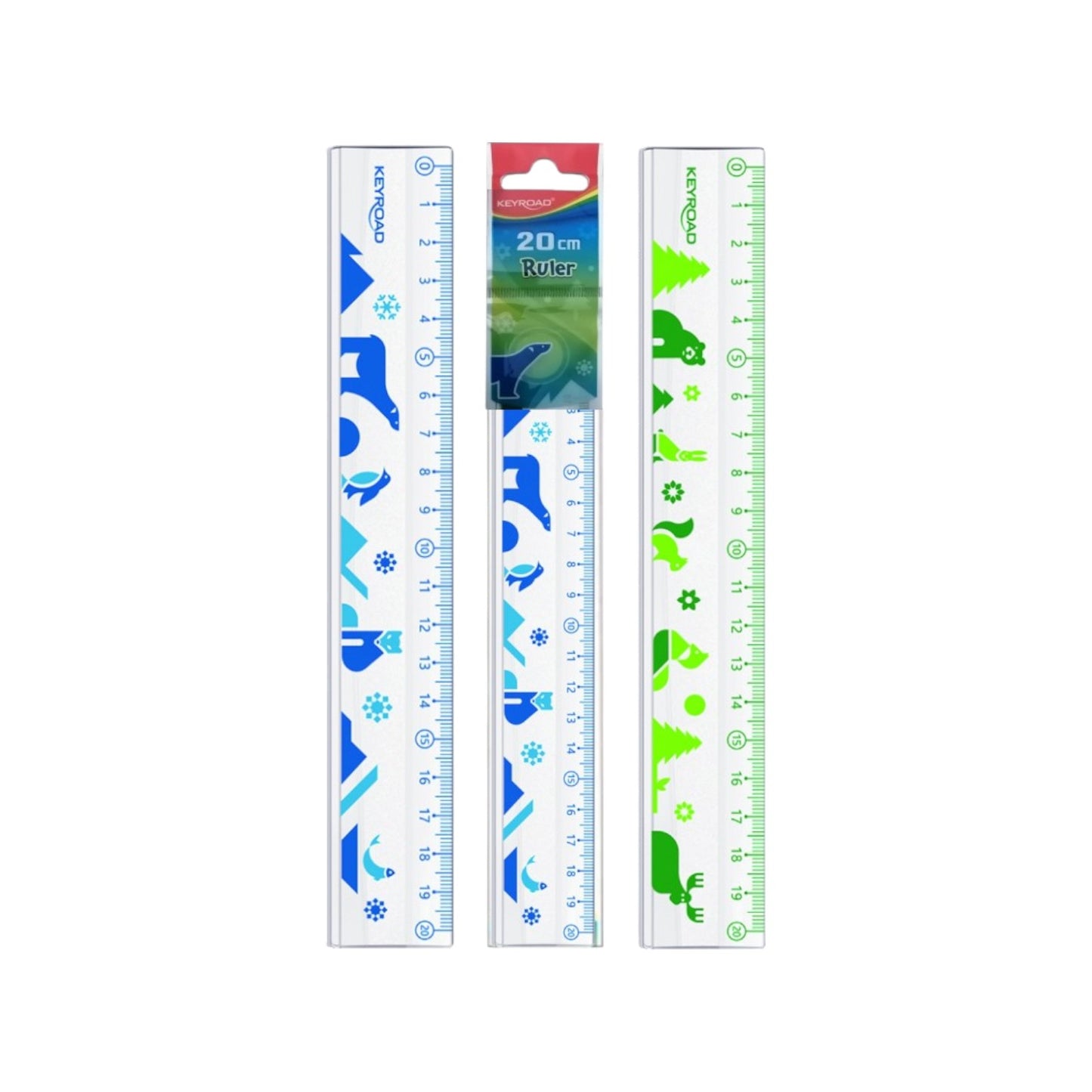 Keyroad Plastic Ruler - 20cm Printed Designs - Model KR972439