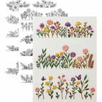 Water-Soluble Embroidery Stabilizer, Pack of 3 Floral Designs, Suitable for Embroidery Patterns,