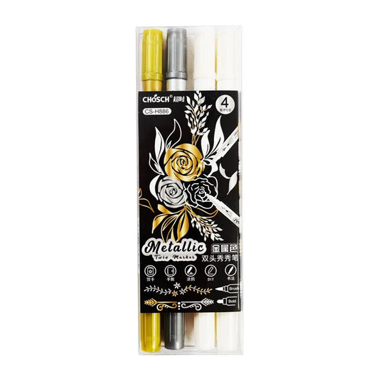 Chosch Metallic Twin Marker CS-H886-4 4pcs Brush & Bold