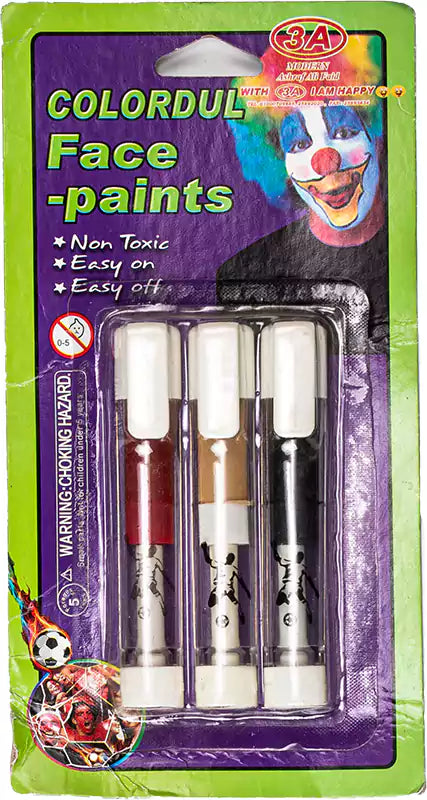 3A Face Paint Set, 3 Color, Multi Color 302.3