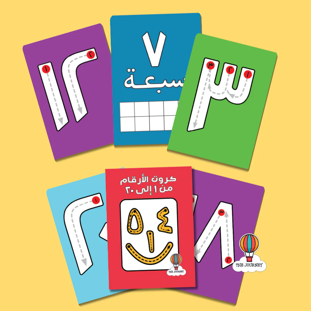 Arabic 1 to 20 Numbers Cards كروت الأرقام من 1 لـ20