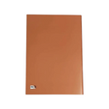 Elite Stationery House A4 stapled notebook with a smooth metallic copper cover and small Max logo on the bottom left.