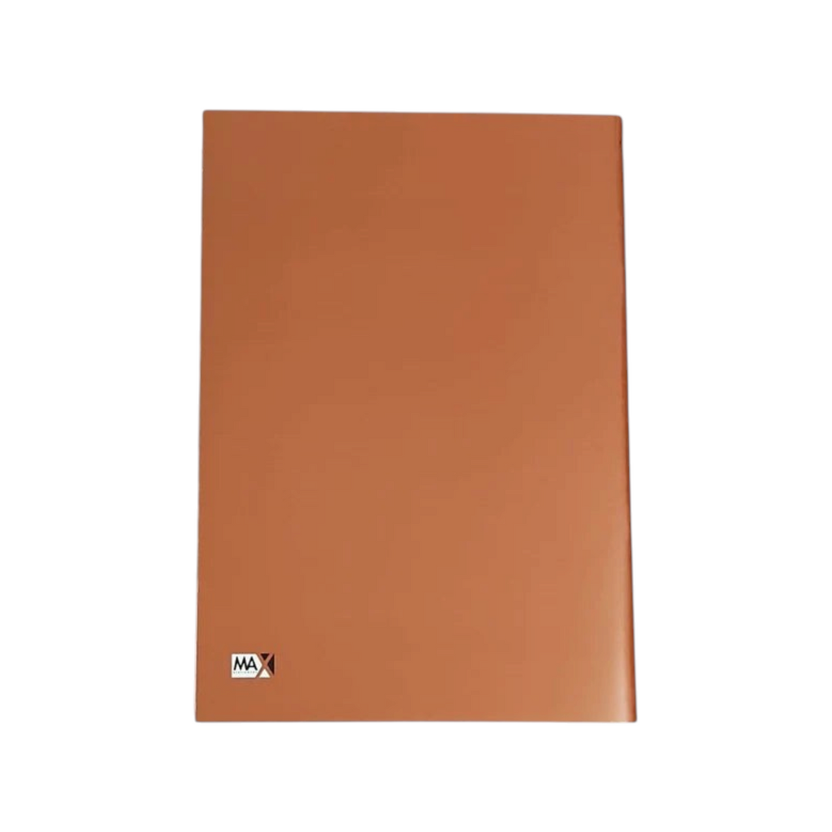 Elite Stationery House A4 stapled notebook with a smooth metallic copper cover and 80 lined sheets.
