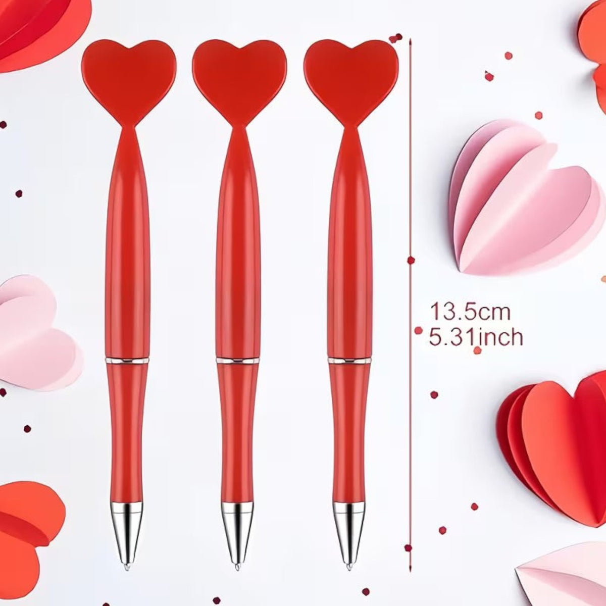 Heart-Shaped Ballpoint Pen Set - 1 Pens, 2 Refills