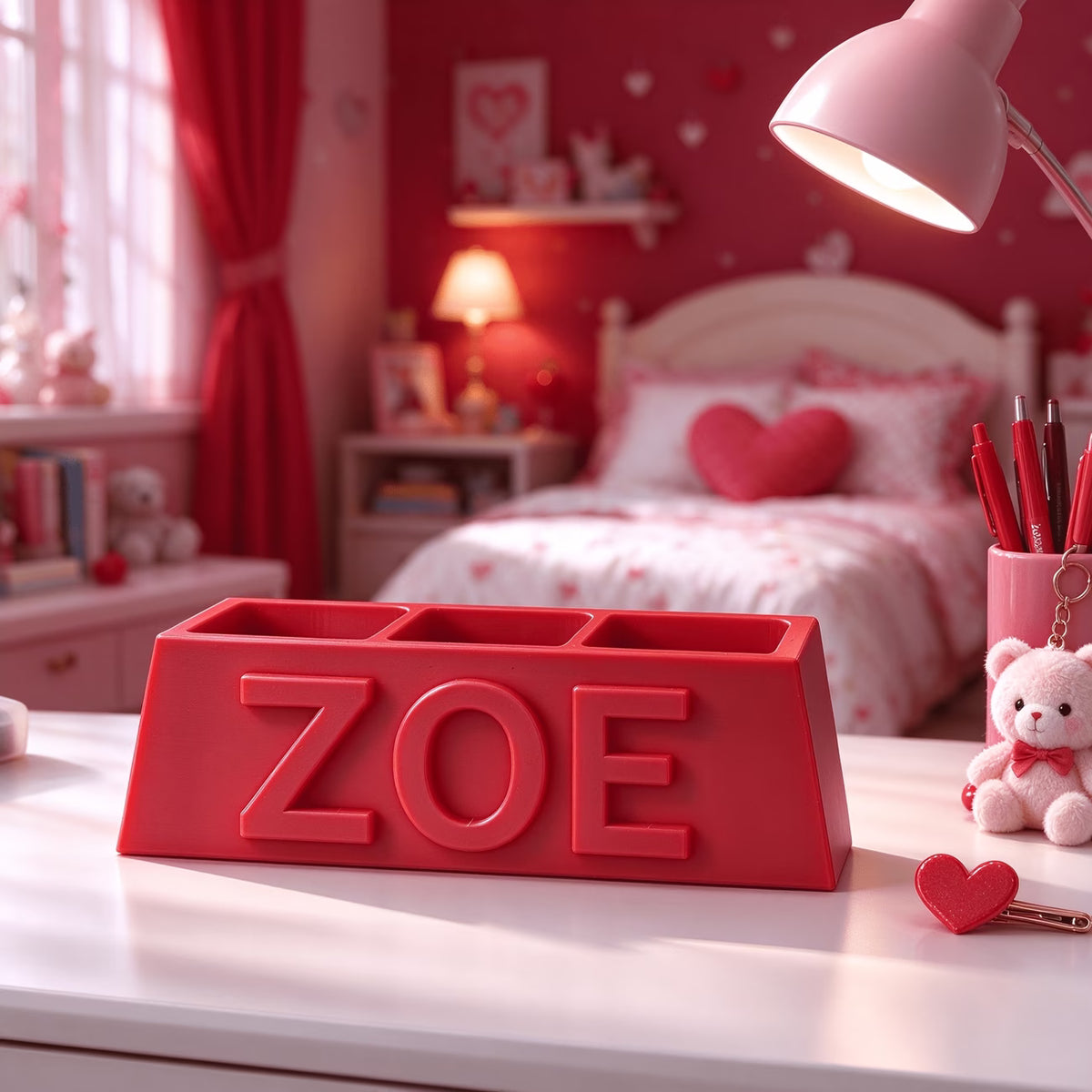 1pc Personalized Name Desktop Storage Box 3D Printed Pen Holder