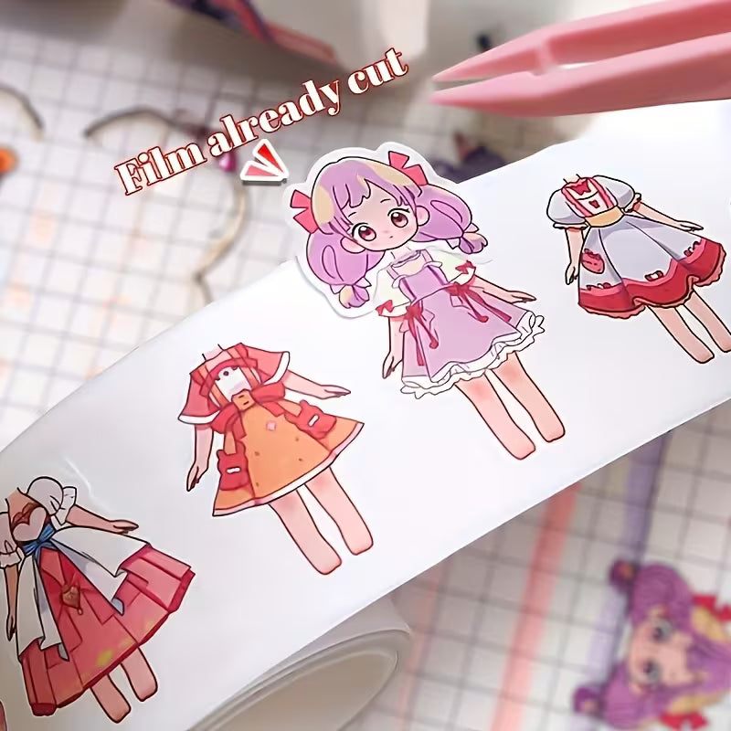 1 Box of 3 Rolls, Cute Stickers, Dress-Up Stickers