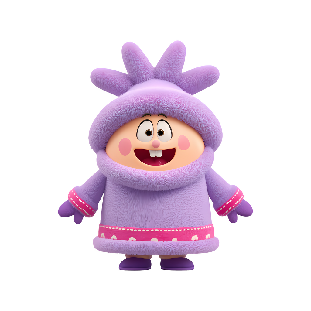 Elite Stationery House fuzzy purple monster sticker featuring a cute cartoon character in a winter parka