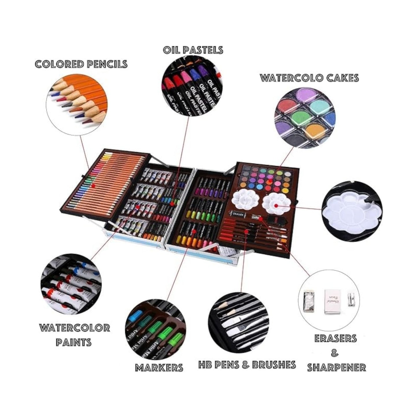 Art Set 145pcs, Art Supplies Set, Drawing Supplies with Portable Aluminum Case Art Kit
