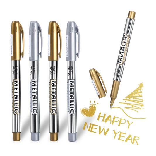 Gold Pens Silver Pen Metallic Marker, 5pcs Permanent Markers