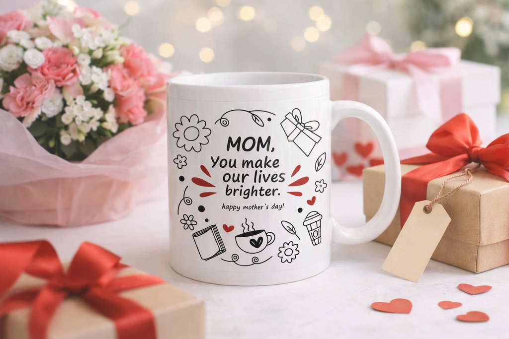 White Ceramic Mug Mom 1