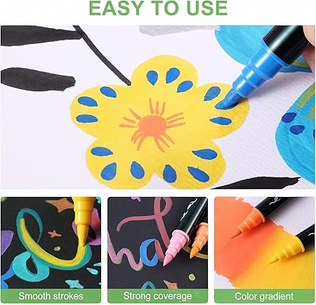 Brush Pens Dual Brush Fine Tip Drawing Pens Water-Based Coloring 80 Markers