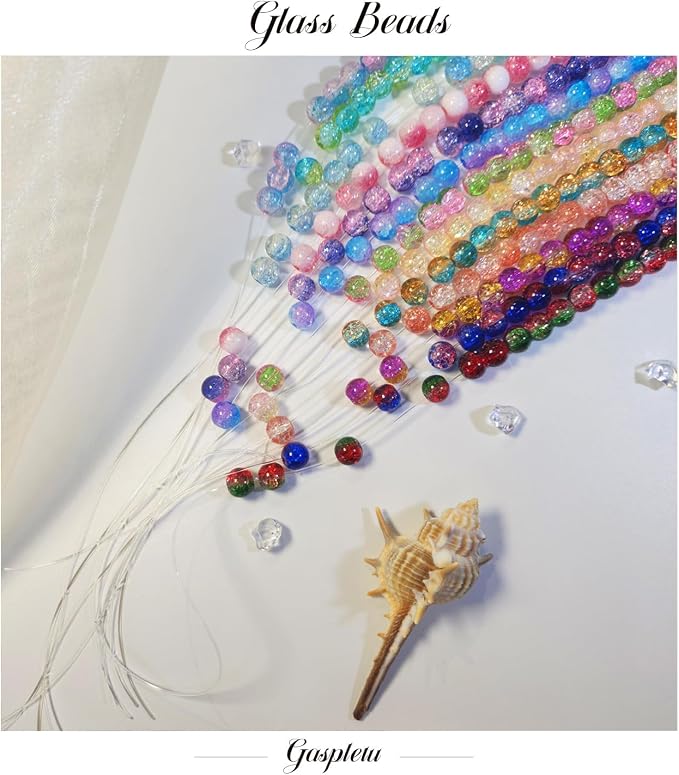1200PCS 8mm Glass Beads Bracelet Making Kit, 48 Colors