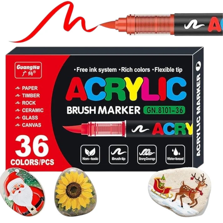 36 Set of Soft Brush Tip Acrylic Markers, Quick-Drying Waterproof (Copy)