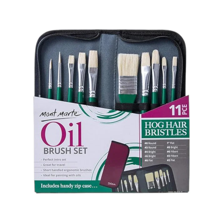 Mont Marte Set Of 10 Pieces Of Professional Oil Brush