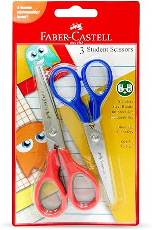 Faber-Castell Student Scissors Of 3Pc 5" In A Blister
