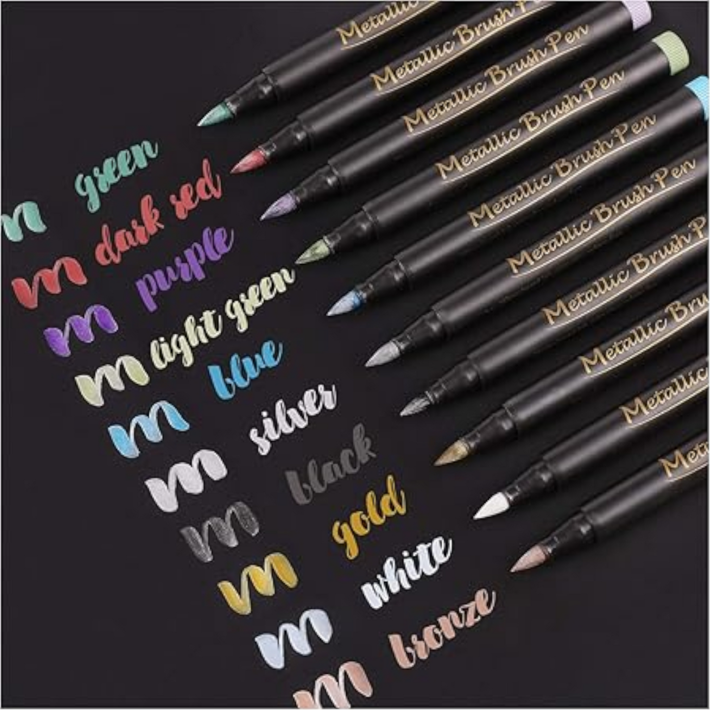 Metallic Brush Marker Pens  Set of 10