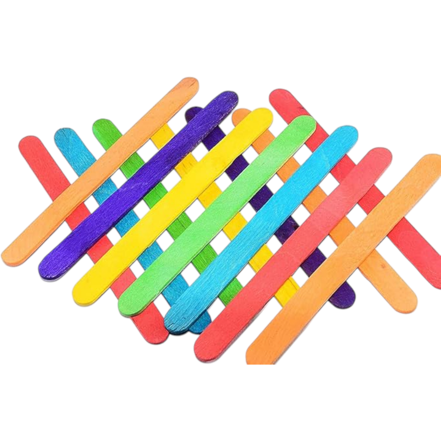 8 Inches Super Jumbo Wood Sticks Rainbow Colored- Art Craft Sticks 50 Pcs