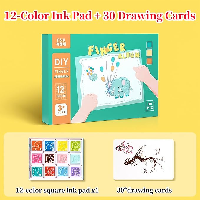 12 Color Stamp Pad,Water Colouring Book,Baby Safe Paint for Handprints ,Finger Paints