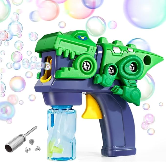 2-in-1 Assembling Bubble Blower with Music & Light, Includes 2 Bottles Refill