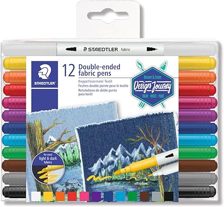 STAEDTLER Duo Tipped Fabric Marker 12 Pack, Assorted, 3190 TB12
