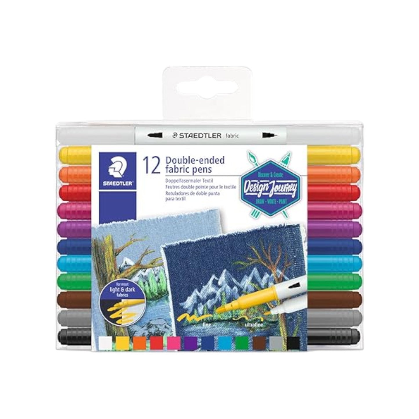 STAEDTLER Duo Tipped Fabric Marker 12 Pack, Assorted, 3190 TB12