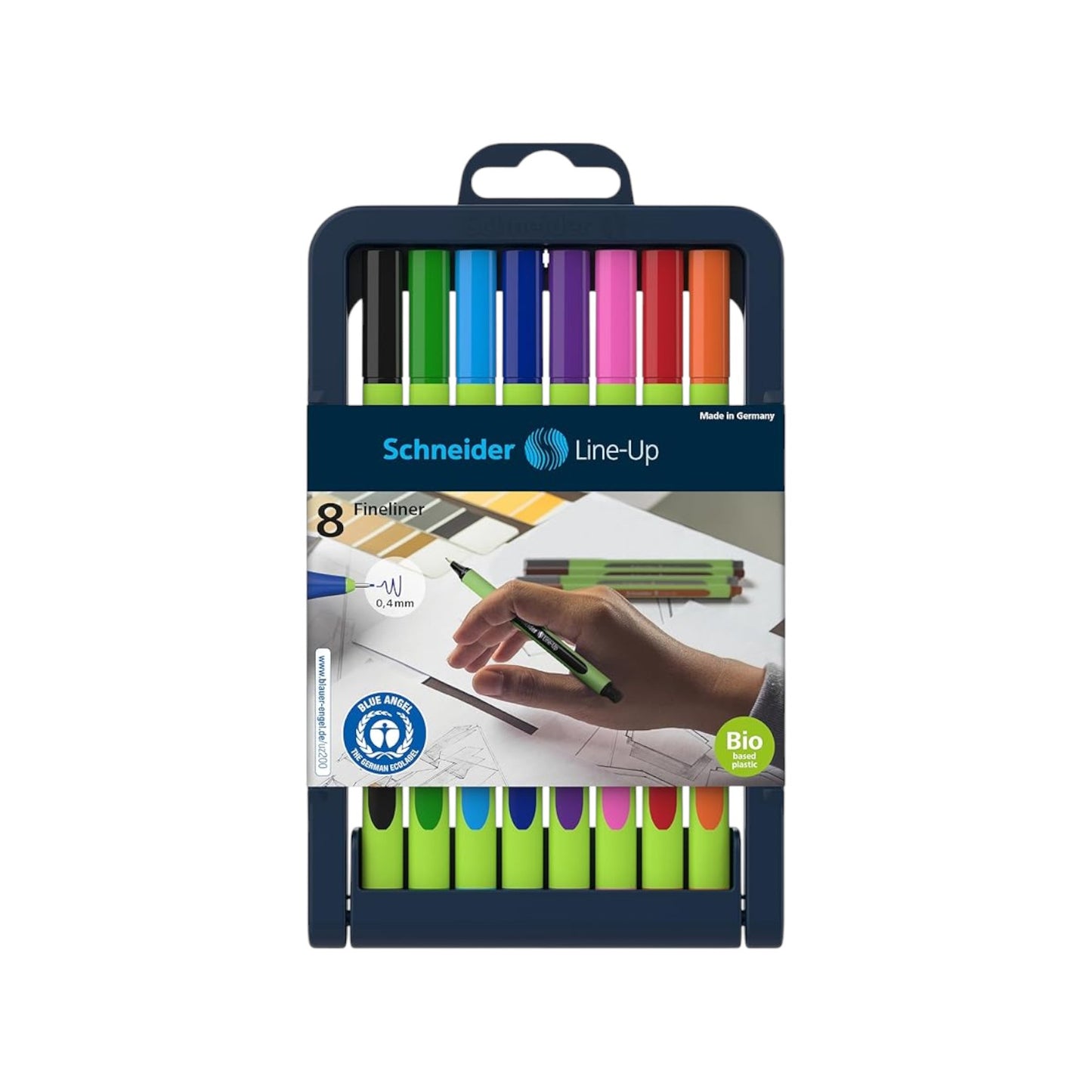 Fineliner Line-Up 0,4 assorted Adjustable pencil case stand 8 pieces