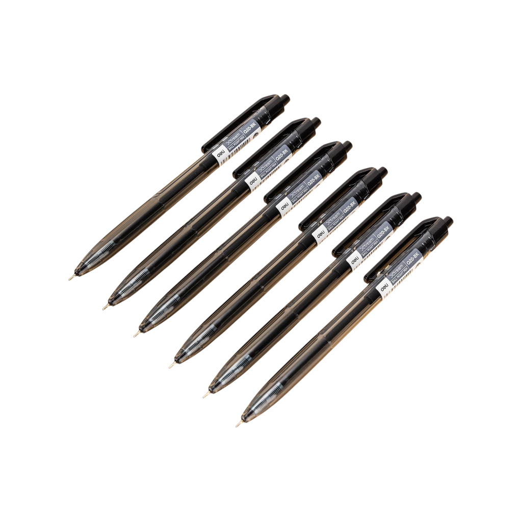 Elite Stationery House Deli Xtream 0.7mm black ballpoint pens with ergonomic soft grip and smooth ink flow