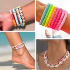 Elite Stationery House clay bead bracelet kit featuring colorful handmade friendship bracelets, anklets, and necklaces.