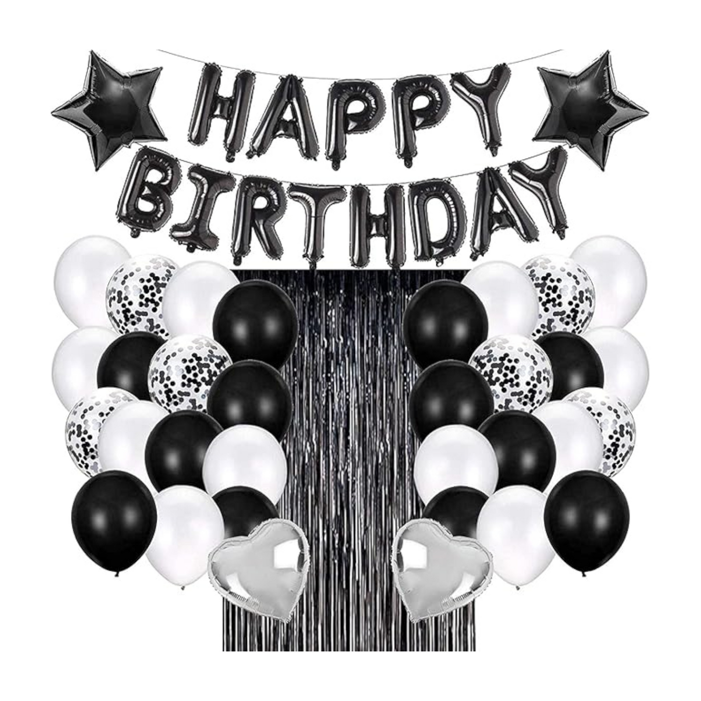 Black Birthday Party Decorations Set