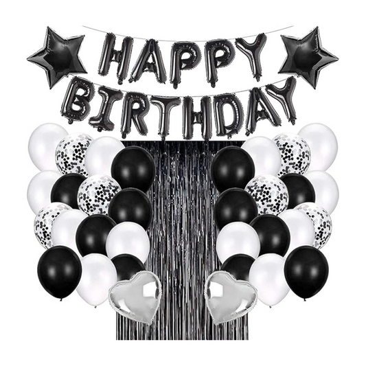 Black Birthday Party Decorations Set